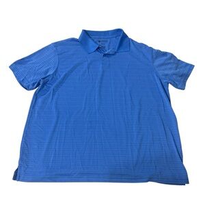 Haggar Blue Performance Polo Shirt Mens XL Striped Golf Casual